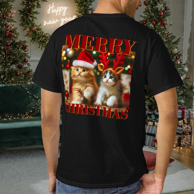 Cute kittens with Santa Claus and reindeer hats 2 T-Shirt (Creator Uploaded)