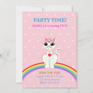 Cute Kitticorn Birthday Party Invitation