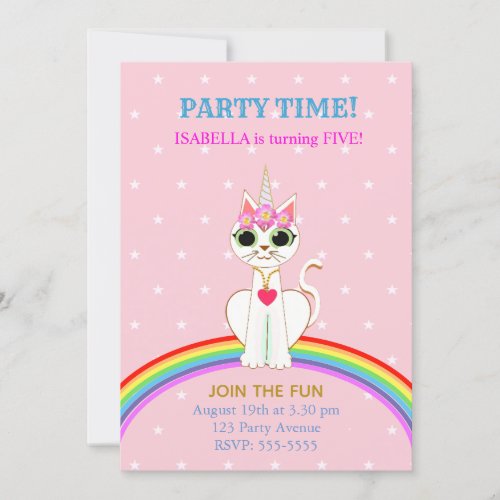 Cute Kitticorn Birthday Party Invitation