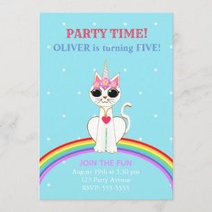 Cute Kitticorn Birthday Party Invitation