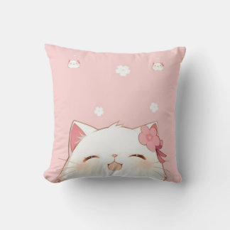 Cute Kittie Blanket Throw Pillow