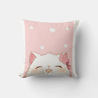 Cute Kittie Blanket Throw Pillow