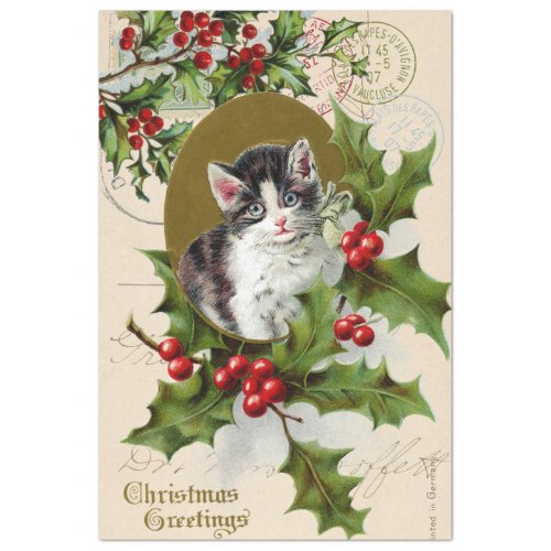 Cute Kittie Christmas Decoupage Paper