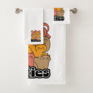 Cute Kitties Design - Adorable Cat Art Bath Towel Set