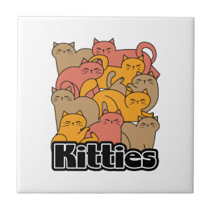 Cute Kitties Design - Adorable Cat Art Ceramic Tile