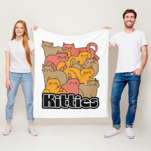 Cute Kitties Design - Adorable Cat Art Fleece Blanket