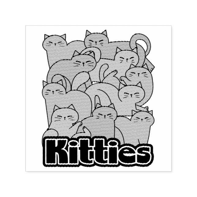 Cute Kitties Design - Adorable Cat Art Self-inking Stamp (Design)