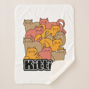 Cute Kitties Design - Adorable Cat Art Sherpa Blanket