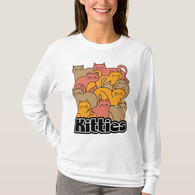 Cute Kitties Design - Adorable Cat Art T-Shirt (Front)