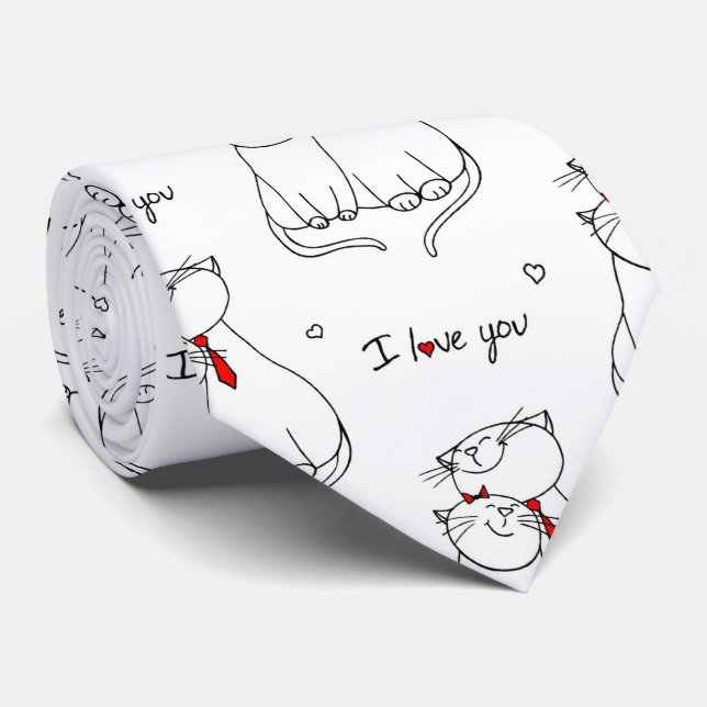 Cute Kitties  Neck Tie (Rolled)