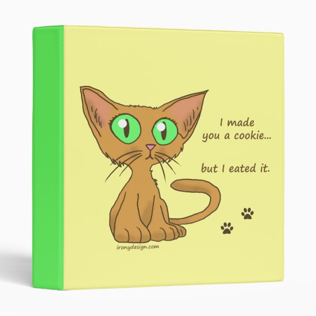 Cute Kitty Ate Your Cookie 3 Ring Binder (Front/Spine)