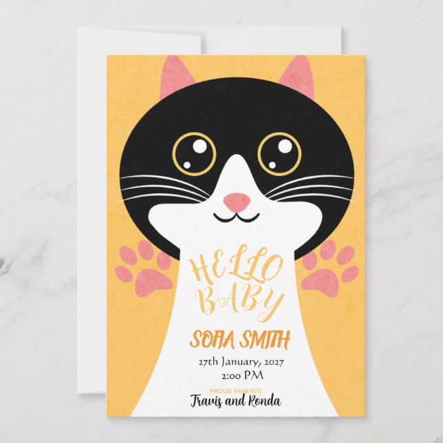 Cute Kitty Baby Arrival Announcement (Front)