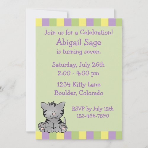 Cute Kitty Birthday Invitation