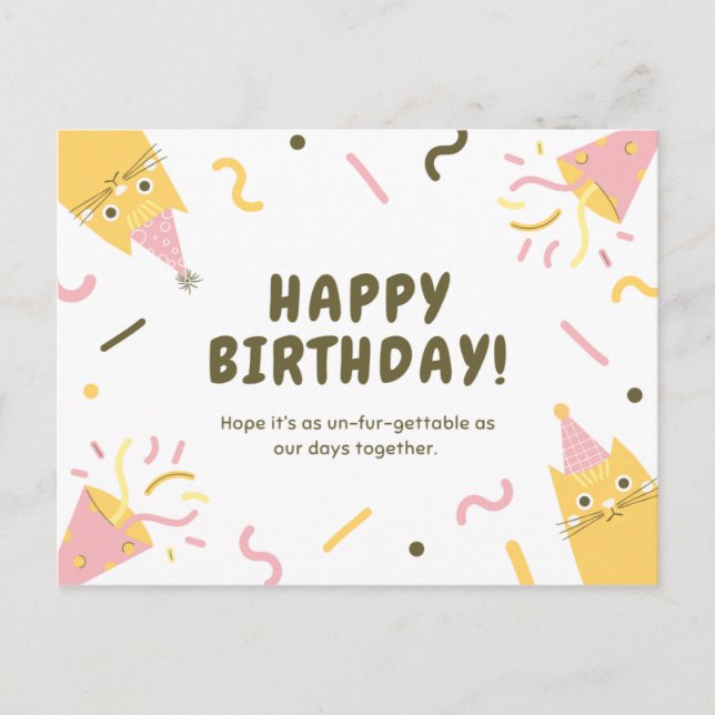 Cute Kitty Birthday Postcard (Front)