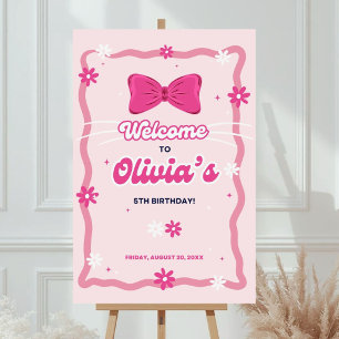 Cute Kitty Birthday Welcome Sign, Editable Kitty  Foam Board