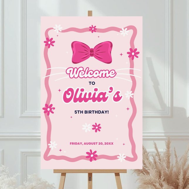 Cute Kitty Birthday Welcome Sign, Editable Kitty  Foam Board (Creator Uploaded)