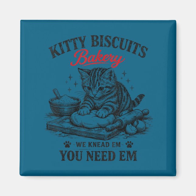 Cute kitty biscuits bakery vintage  magnet (Front)