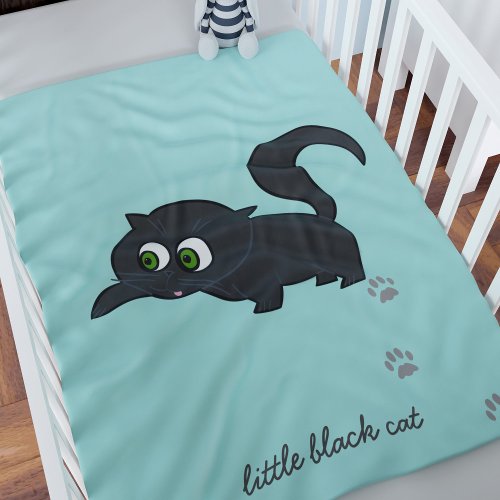 Cute Kitty Black Cat Personalized Baby Blanket