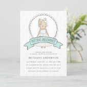 Cute Kitty Blue Ribbon Bridal Shower Invitation (Standing Front)