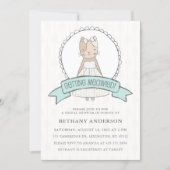 Cute Kitty Blue Ribbon Bridal Shower Invitation (Front)