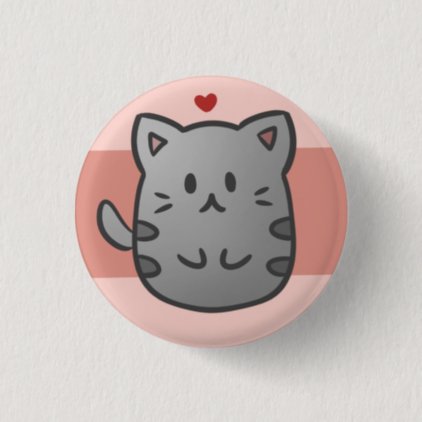 Cute Kitty Button - Grey