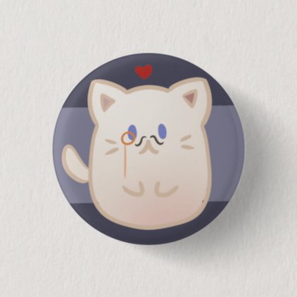 Cute Kitty Button - White