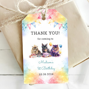 Cute Kitty Cat 1st Birthday Party Gift Tags
