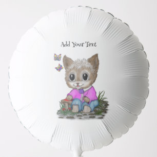 Cute Kitty Cat and Butterfly Balloon