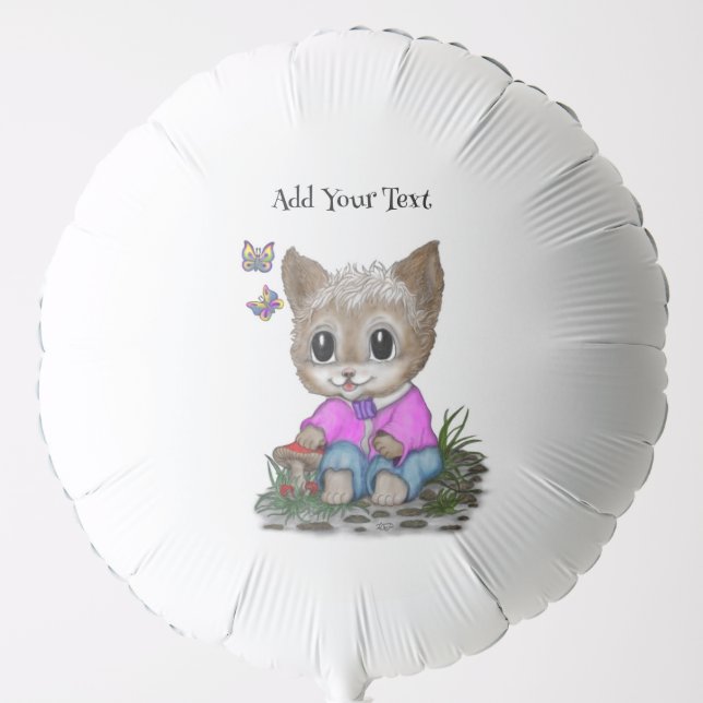 Cute Kitty Cat and Butterfly Balloon (Front)