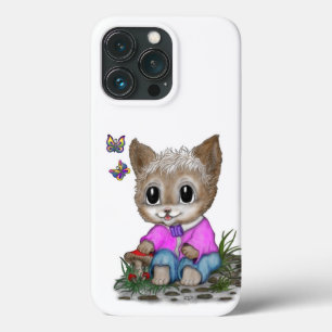 Cute Kitty Cat and Butterfly iPhone 13 Pro Case