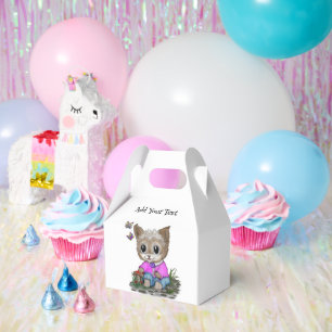 Cute Kitty Cat and Butterfly Favor Boxes