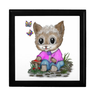Cute Kitty Cat and Butterfly Gift Box
