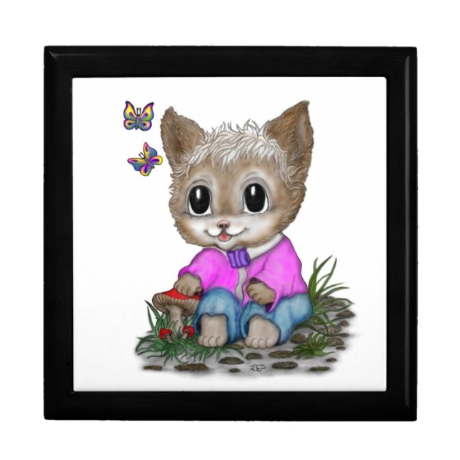 Cute Kitty Cat and Butterfly Gift Box (Front)