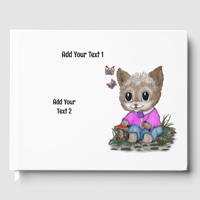 Cute Kitty Cat and Butterfly Guest Book (Front)