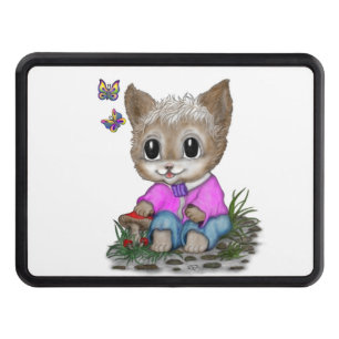 Cute Kitty Cat and Butterfly Hitch Cover