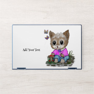 Cute Kitty Cat and Butterfly HP Laptop Skin