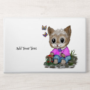 Cute Kitty Cat and Butterfly HP Laptop Skin
