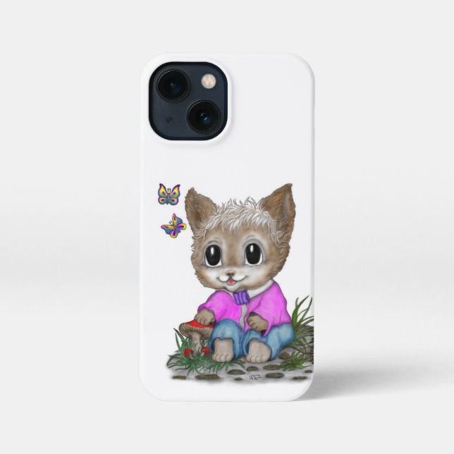 Cute Kitty Cat and Butterfly iPhone Case (Back)