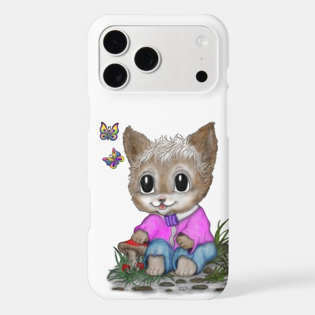 Cute Kitty Cat and Butterfly Iphone Case (Back)