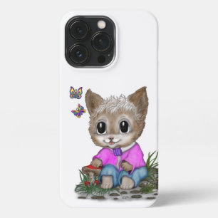 Cute Kitty Cat and Butterfly iPhone 13 Pro Case