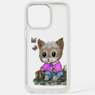 Cute Kitty Cat and Butterfly iPhone 15 Pro Max Case