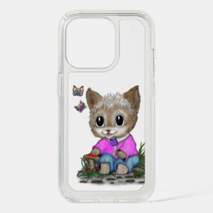 Cute Kitty Cat and Butterfly iPhone 15 Pro Case