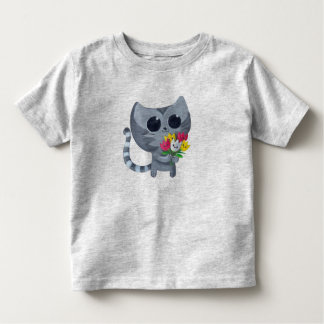 Cute Kitty Cat and flowers Toddler T-shirt