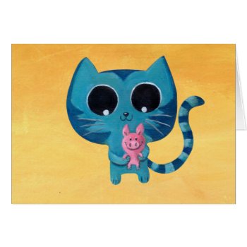 Cute Kitty Cat And Pig by colonelle at Zazzle
