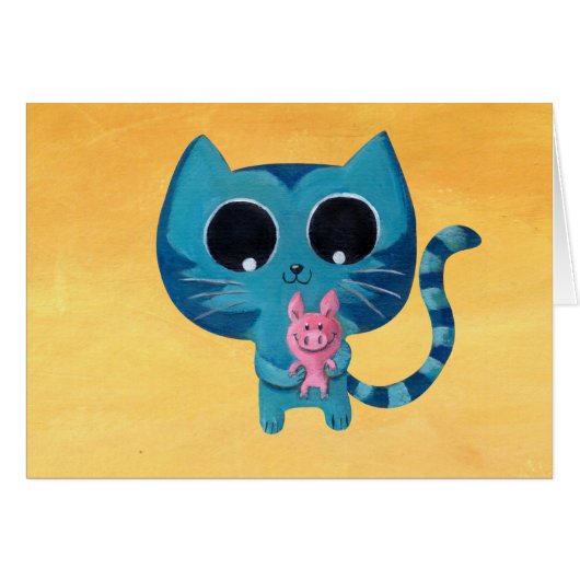 Cute Kitty Cat and Pig Cards (Front Horizontal)