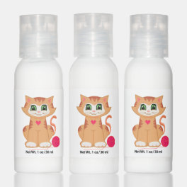 Cute kitty cat and red wool ball hand lotion