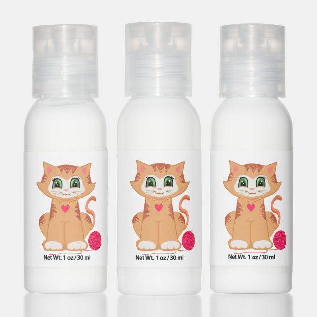 Cute kitty cat and red wool ball hand lotion (Set)