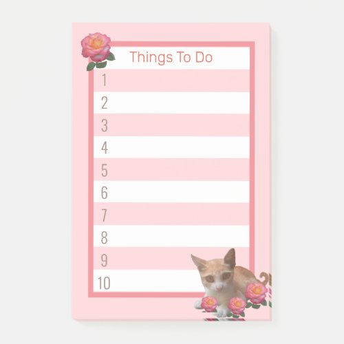 Cute Kitty Cat and Roses Post_it Notes