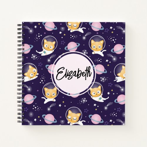 Cute Kitty Cat Astronauts Pattern Notebook