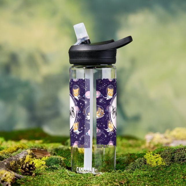 Cute Kitty Cat Astronauts Pattern Water Bottle (Outdoor)